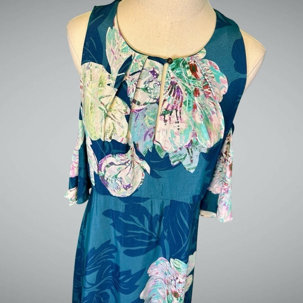 Maeve by Anthropologie ‘Elia’ Cold Shoulder Floral Print Dress in Turquoise 10 - Picture 6 of 16